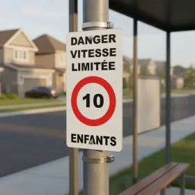 Panneau danger enfants: vitesse limitée 10 km/h – Signalétique