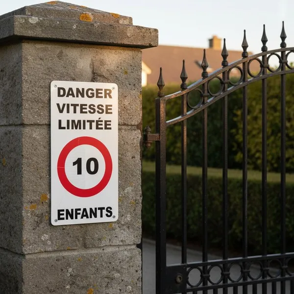 Panneau danger enfants: vitesse limitée 10 km/h – Signalétique