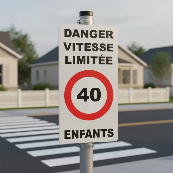 Panneau danger enfants 40km/h – Signalisation vitesse limitée