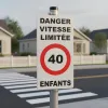 Panneau danger enfants 40km/h – Signalisation vitesse limitée