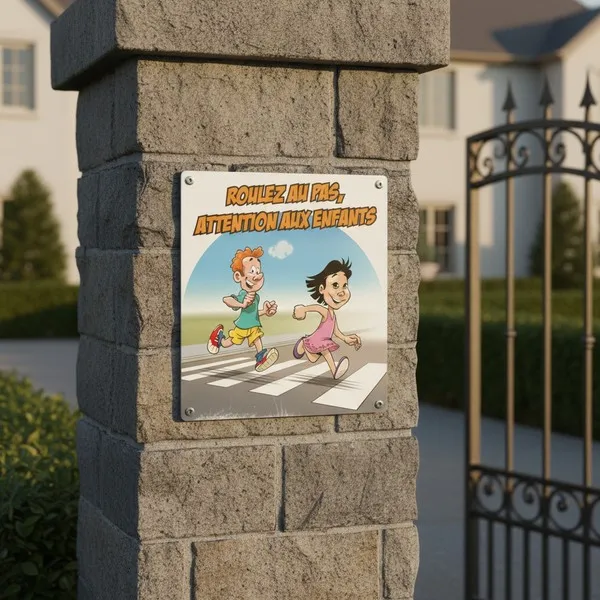 Panneau Roulez au pas - Sécurité enfants résidentielle