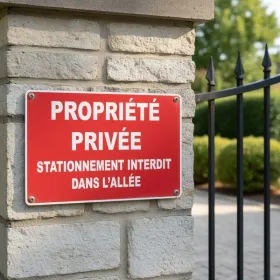 Panneau signalétique propriété privée stationnement interdit alu