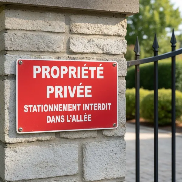 Panneau signalétique propriété privée stationnement interdit alu