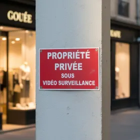 Panneau signalétique propriété privée vidéo surveillance