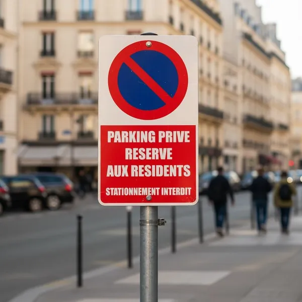 Panneau stationnement privé accès réservé aux résidents