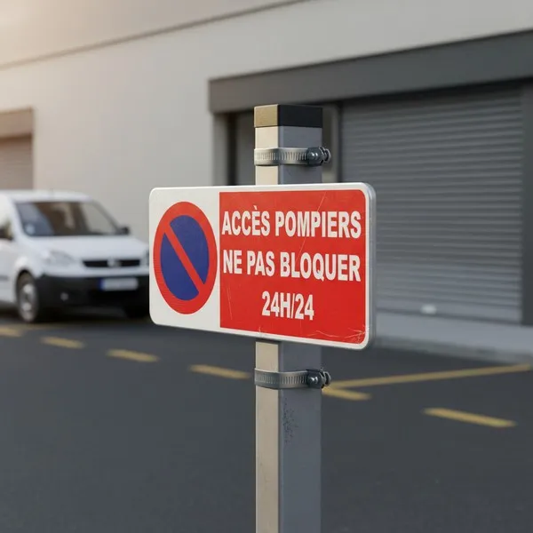 Panneau stationnement interdit accès pompiers – Ne pas bloquer