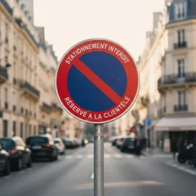 Panneau Stationnement interdit réservé à la clientèle