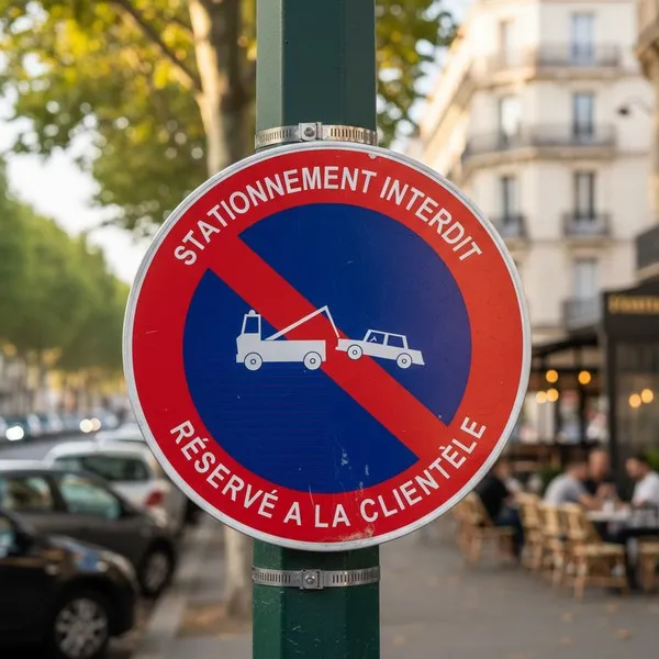 Panneau stationnement interdit réservé clientèle avec pictogramme