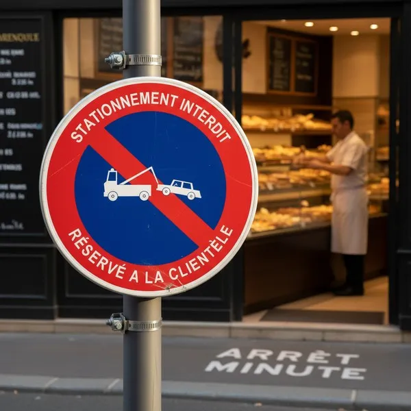Panneau stationnement interdit réservé clientèle avec pictogramme