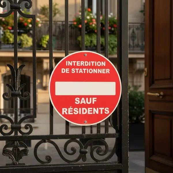 Panneau interdiction de stationner PVC rond sauf résidents