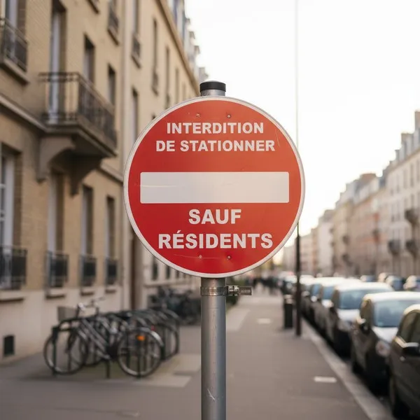 Panneau interdiction de stationner PVC rond sauf résidents