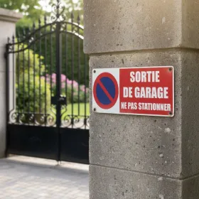 Panneau signalétique stationnement interdit sortie de garage aluminium