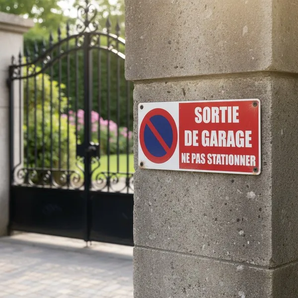 Panneau signalétique stationnement interdit sortie de garage aluminium