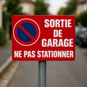 Panneau signalétique stationnement interdit sortie de garage aluminium