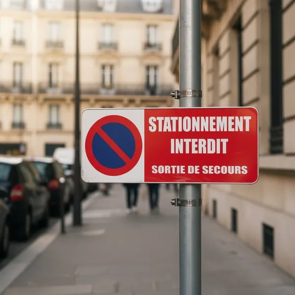 Panneau signalétique stationnement interdit sortie de secours