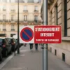 Panneau signalétique stationnement interdit sortie de secours