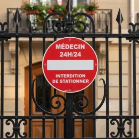 Panneau interdiction de stationner médecin PVC rond pour parking