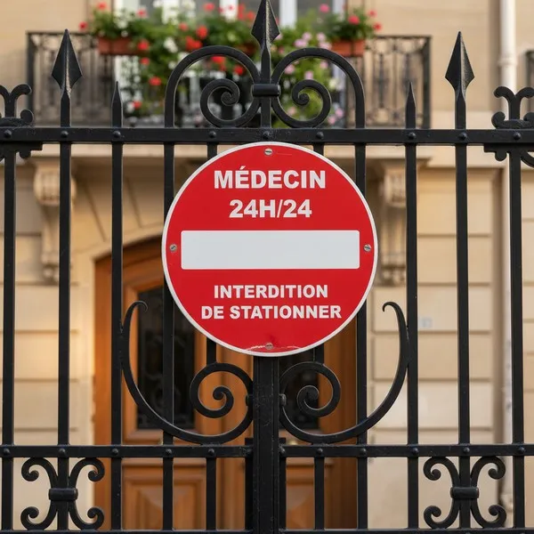 Panneau interdiction de stationner médecin PVC rond pour parking