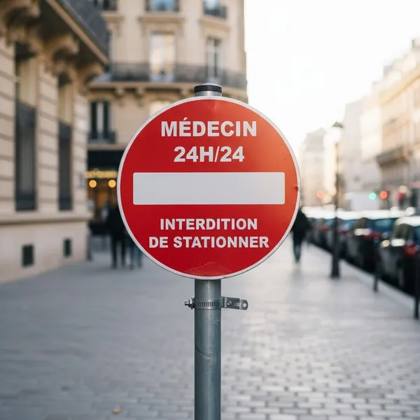Panneau interdiction de stationner médecin PVC rond pour parking