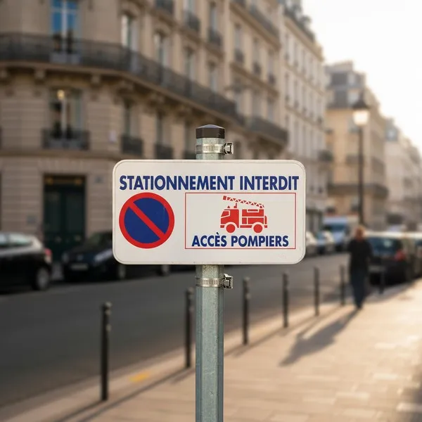 Panneau Stationnement interdit accès pompiers - Signalisation
