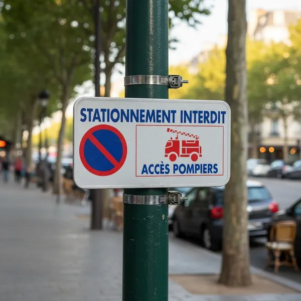 Panneau Stationnement interdit accès pompiers - Signalisation