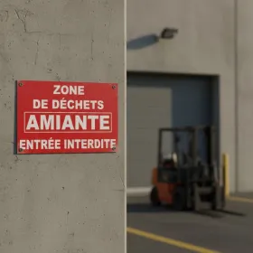 Panneau Zone de déchets amiante entrée interdite – accès interdit