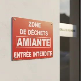 Panneau Zone de déchets amiante entrée interdite – accès interdit