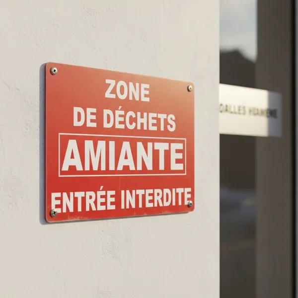 Panneau Zone de déchets amiante entrée interdite – accès interdit