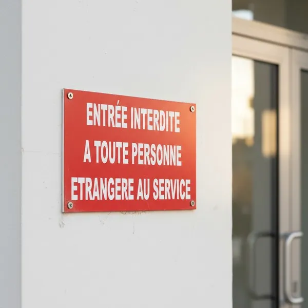 Accès Interdit aux Étrangers au Service | Panneau Sécurité