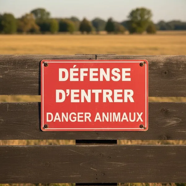 Panneau interdiction entrée danger animaux propriété privée
