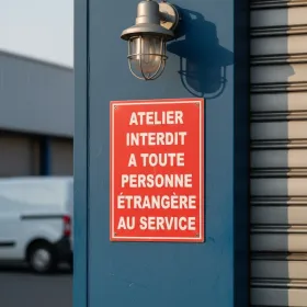 Panneau accès interdit atelier – Personne étrangère non admise