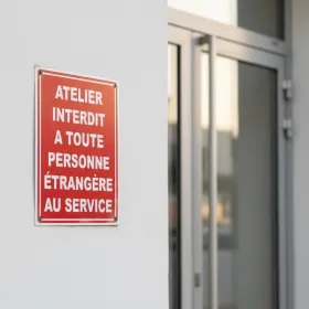 Panneau accès interdit atelier – Personne étrangère non admise