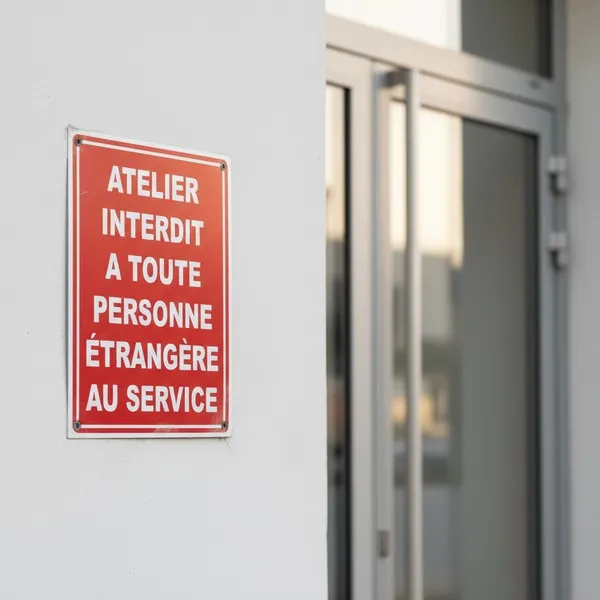 Panneau accès interdit atelier – Personne étrangère non admise