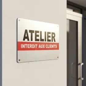 Panneau Accès Interdit Atelier PVC - 500x200mm Résistant Eau