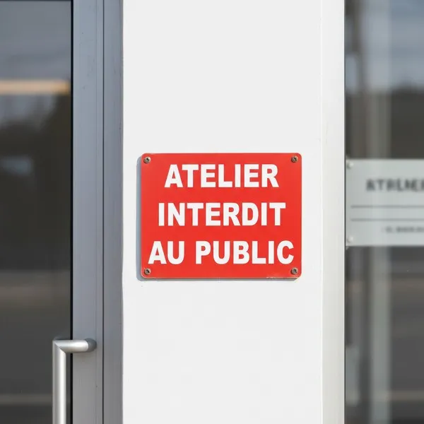 Panneau accès interdit Atelier réservé aux professionnels