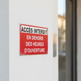 Panneau accès interdit magasin hors horaires d’ouverture