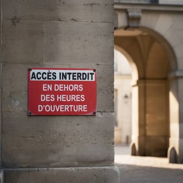 Panneau accès interdit magasin hors horaires d’ouverture