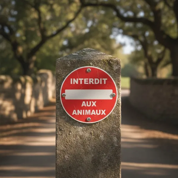 Panneau PVC rond "Interdit aux animaux" – Interdiction