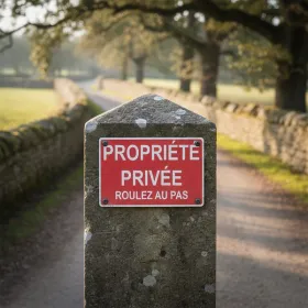 Panneau Propriété privée roulez au pas – Panneau attention Danger