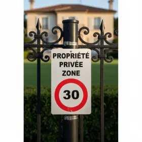 Panneau propriété privée zone 30km/h – Panneau attention Danger