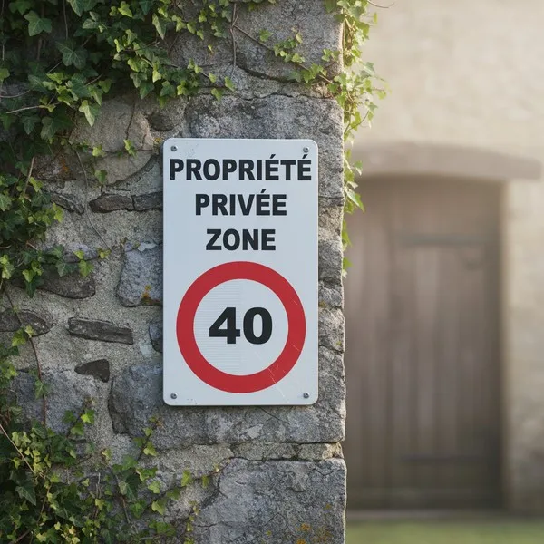 Panneau Propriété privée zone 40km/h – Panneau attention Danger