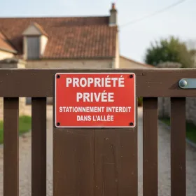 Panneau propriété privée stationnement interdit dans l'allée