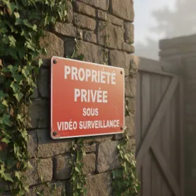 Panneau propriété privée accès interdit sous vidéosurveillance
