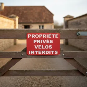 Panneau propriété privée : Vélos interdits | Signalétique