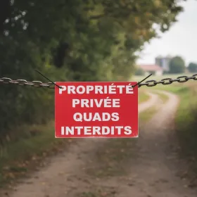 Panneau propriété privée : quads interdits
