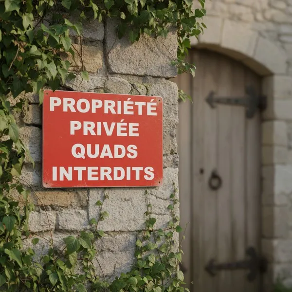 Panneau propriété privée : quads interdits