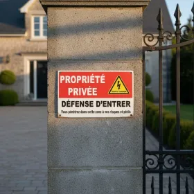 Panneau propriété privée danger électrique – Défense d’entrer