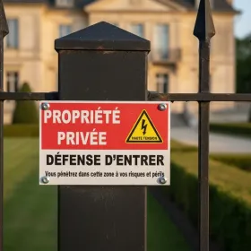 Panneau propriété privée danger électrique