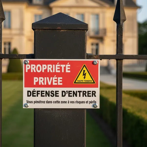 Panneau propriété privée danger électrique – Défense d’entrer
