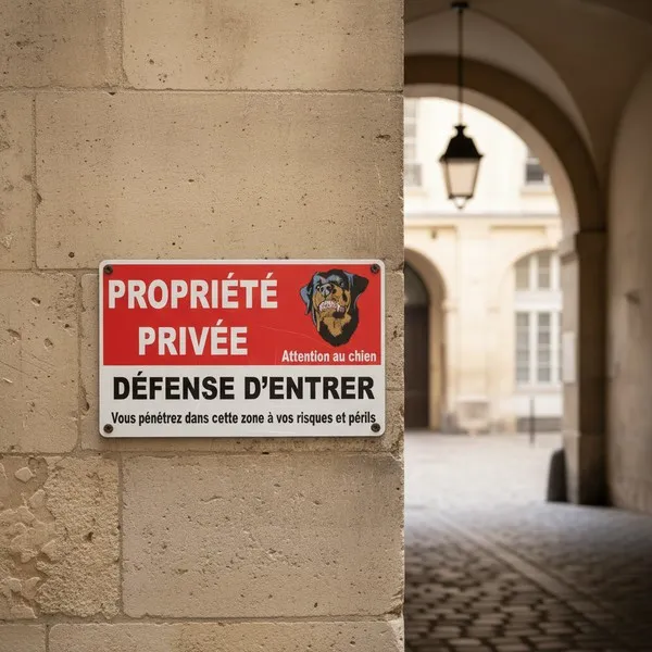Panneau propriété privée défense d'entrer usage extérieur